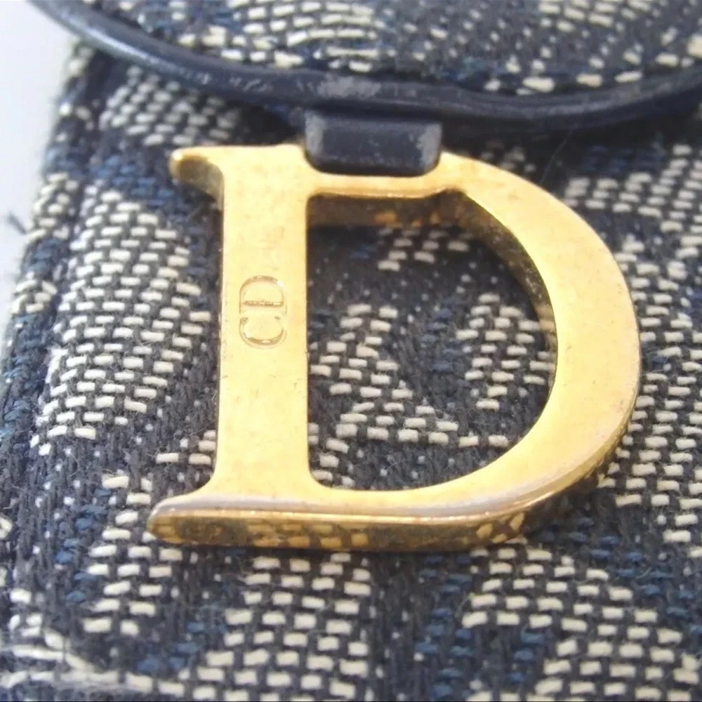 AUTH Christian Dior Trotter Wallet Navy Blue